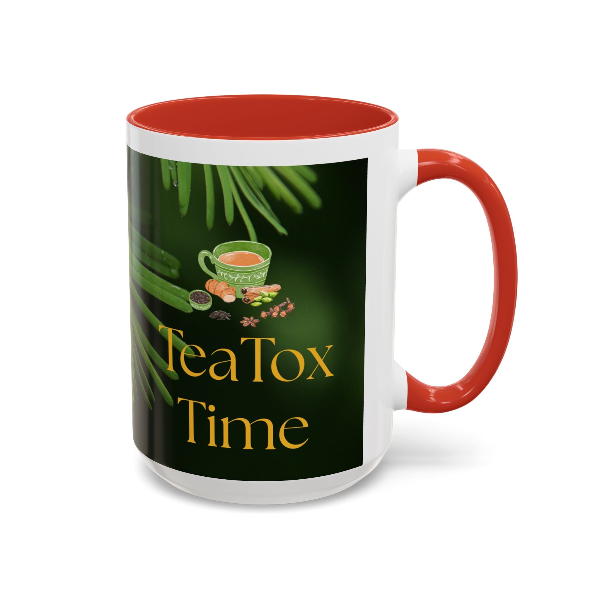 TeaTox Time Accent Coffee Mug for Relaxation, Gift for Tea Lovers, Cozy Beverage Mug, Eco-Friendly Coffee Cup, Green Tea Enthusiast Gift